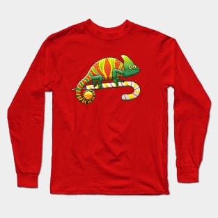 Shy chameleon wearing the perfect camouflage for Christmas Long Sleeve T-Shirt